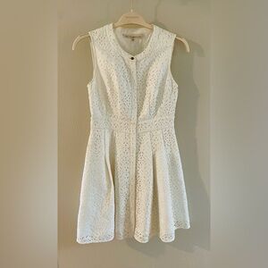 RACHEL Rachel Roy White Laser Cut Lace Fit and Flare Dress